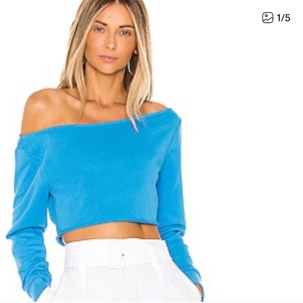 Superdown Tonie Crop Aqua Sweatshirt XS